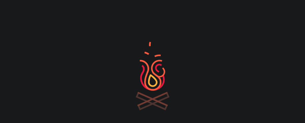 A fire burns